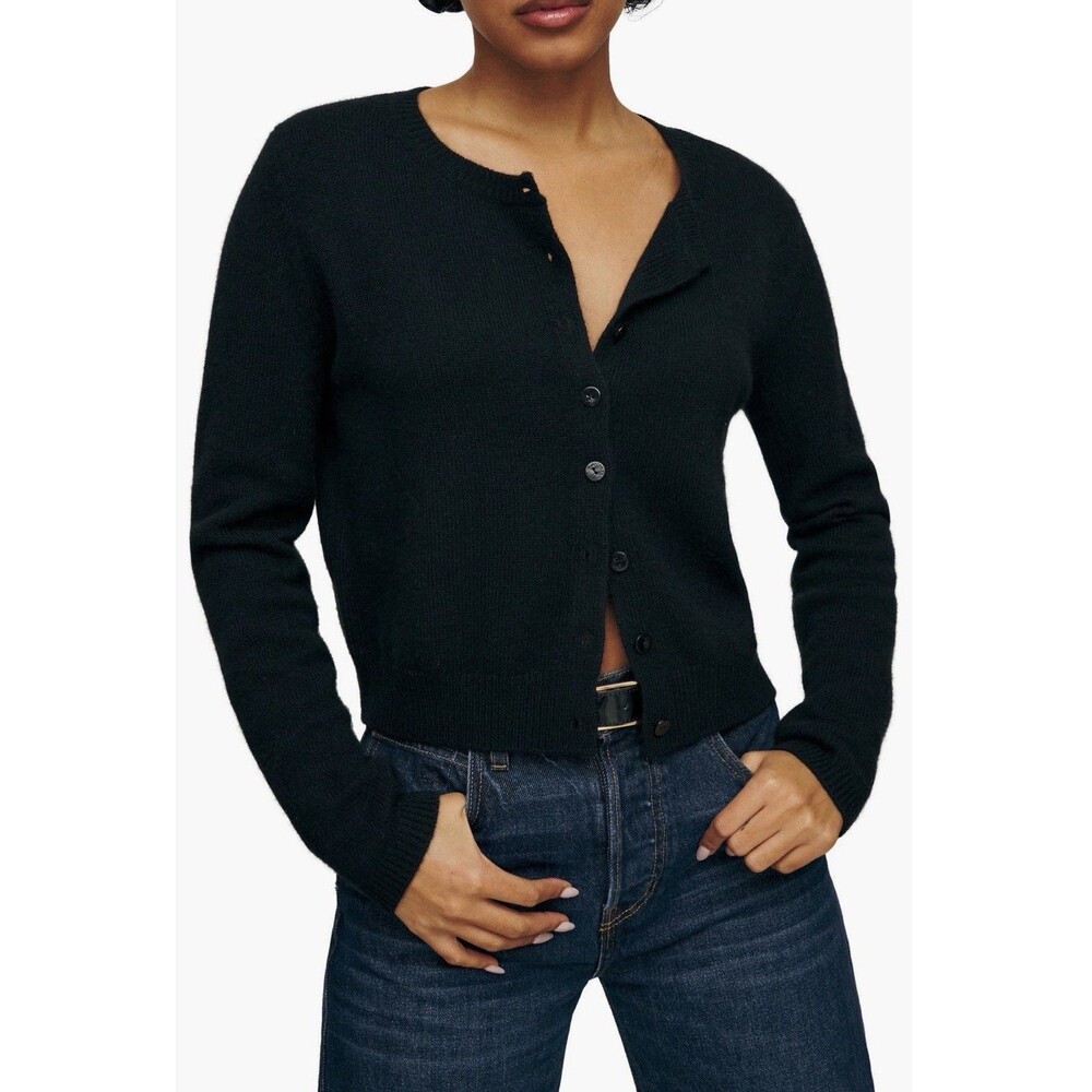 Reformation Black Clara Cashmere Crew Women’s Cardigan Size S - Picture 1 of 7